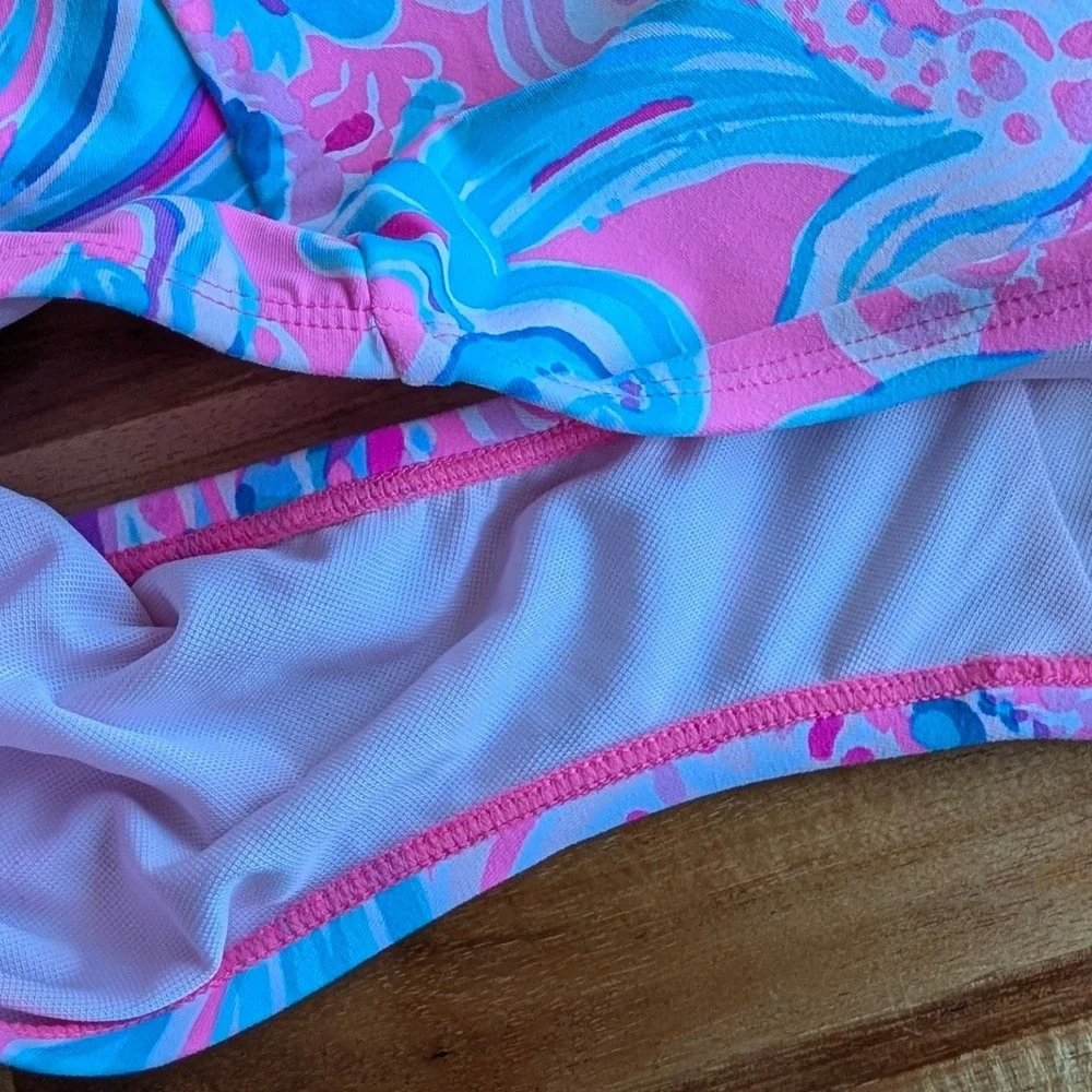 Lilly‎ Pulitzer Pink Paisley Off The Shoulder One Piece Swimsuit Size 8